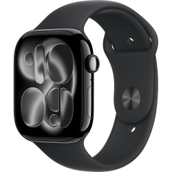 Apple Watch Series 11, 46 мм, корпус из алюминия цвета «глянцевый черный», спортивный ремешок цвета «темная ночь»