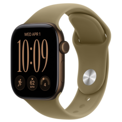 Часы Apple Watch Series 12, 42 мм, алюминий цвета «темный бронзовый» спортивный ремешок оливкового цвета S/M
