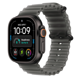 Apple Watch Ultra 4 (GPS + Cellular), 49 мм, корпус из чёрного титана, ремешок Ocean Band «Полупрозрачный чёрный»