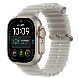 Часы Apple Watch Ultra 3, 49 мм, титан светлого цвета, ремешок полупрозрачный Ocean серого цвета (2026)