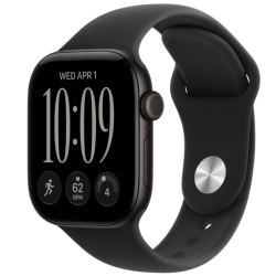 Часы Apple Watch Series 12, 42 мм, алюминий черного цвета, спортивный ремешок черного цвета S/M