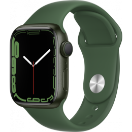 Apple Watch Series 7, 45 мм, корпус из алюминия зеленого цвета, спортивный ремешок «зелёный клевер»