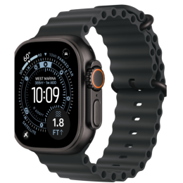 Apple Watch Ultra 3, 49 мм, титан чёрного цвета, ремешок Ocean чёрного цвета (2025)