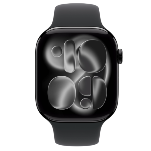 Apple Watch Series 11, 46 мм, алюминий цвета «чёрный оникс», спортивный ремешок чёрного цвета M/L — фото 2