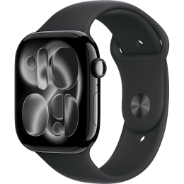 Apple Watch Series 11, 42 мм, алюминий цвета «чёрный оникс», спортивный ремешок чёрного цвета S/M