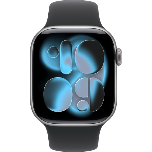 Apple Watch Series 11, 42 мм, алюминий цвета «серый космос», спортивный ремешок чёрного цвета S/M — фото 2