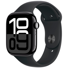 Apple Watch Series 10, 42 мм, корпус из алюминия «чёрный глянец», спортивный ремешок черного цвета