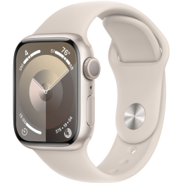 Apple Watch Series 9 41 мм, корпус из алюминия цвета «сияющая звезда», спортивный ремешок цвета «сияющая звезда», размер S/M Б/У
